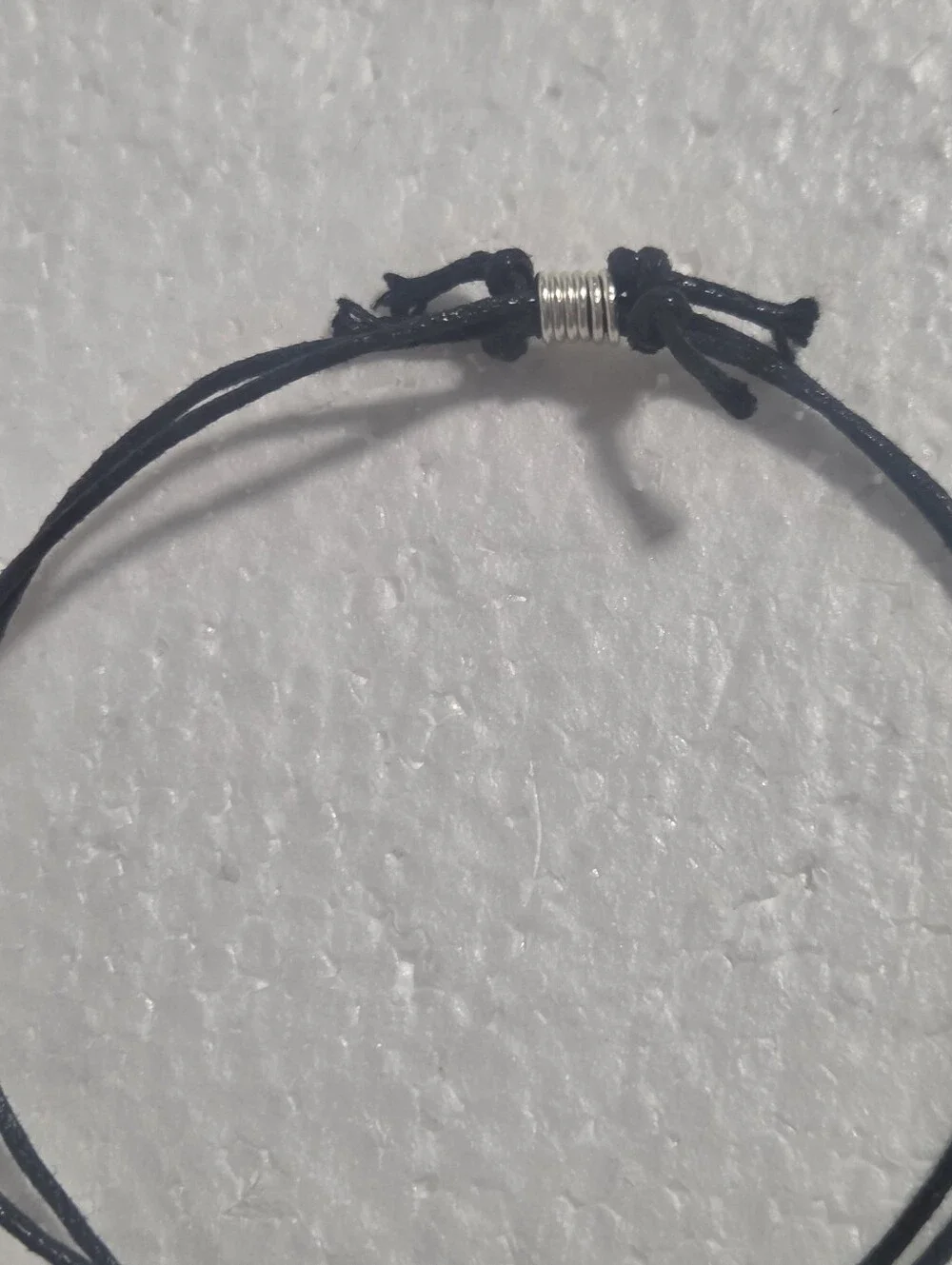 Handcrafted Black Adjustable Cord Bracelet with Silver Accents - Men Accessories